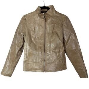 Rosleen Leather Jacket Coated Shiny Finish Size Small